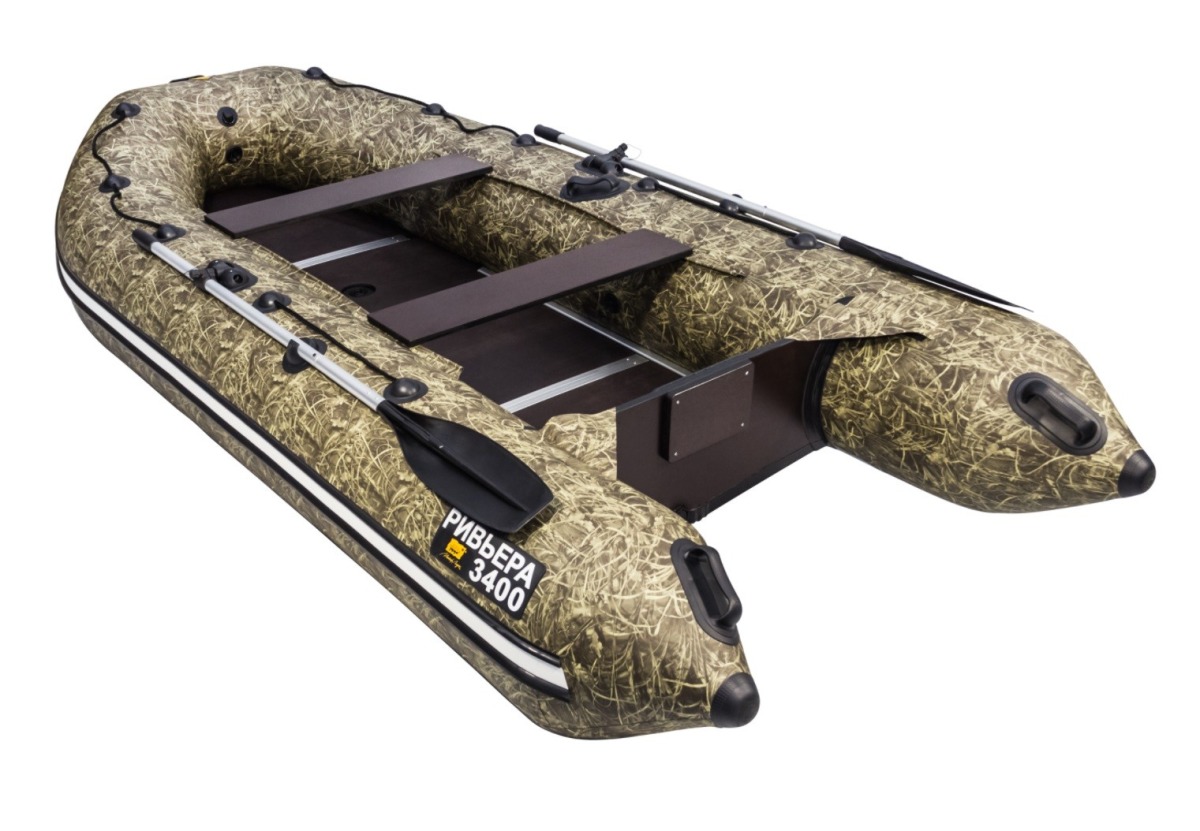 Ривьера 3400 СК камуфляж + KAMISU T 5 BMS (комплект лодка + мотор) - вид 1 миниатюра