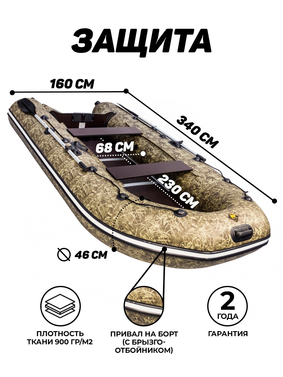 Ривьера 3400 СК камуфляж + BST 55 L (комплект лодка + электромотор) купить  в Москве по цене 73 730 р. старая цена 112 700 р.