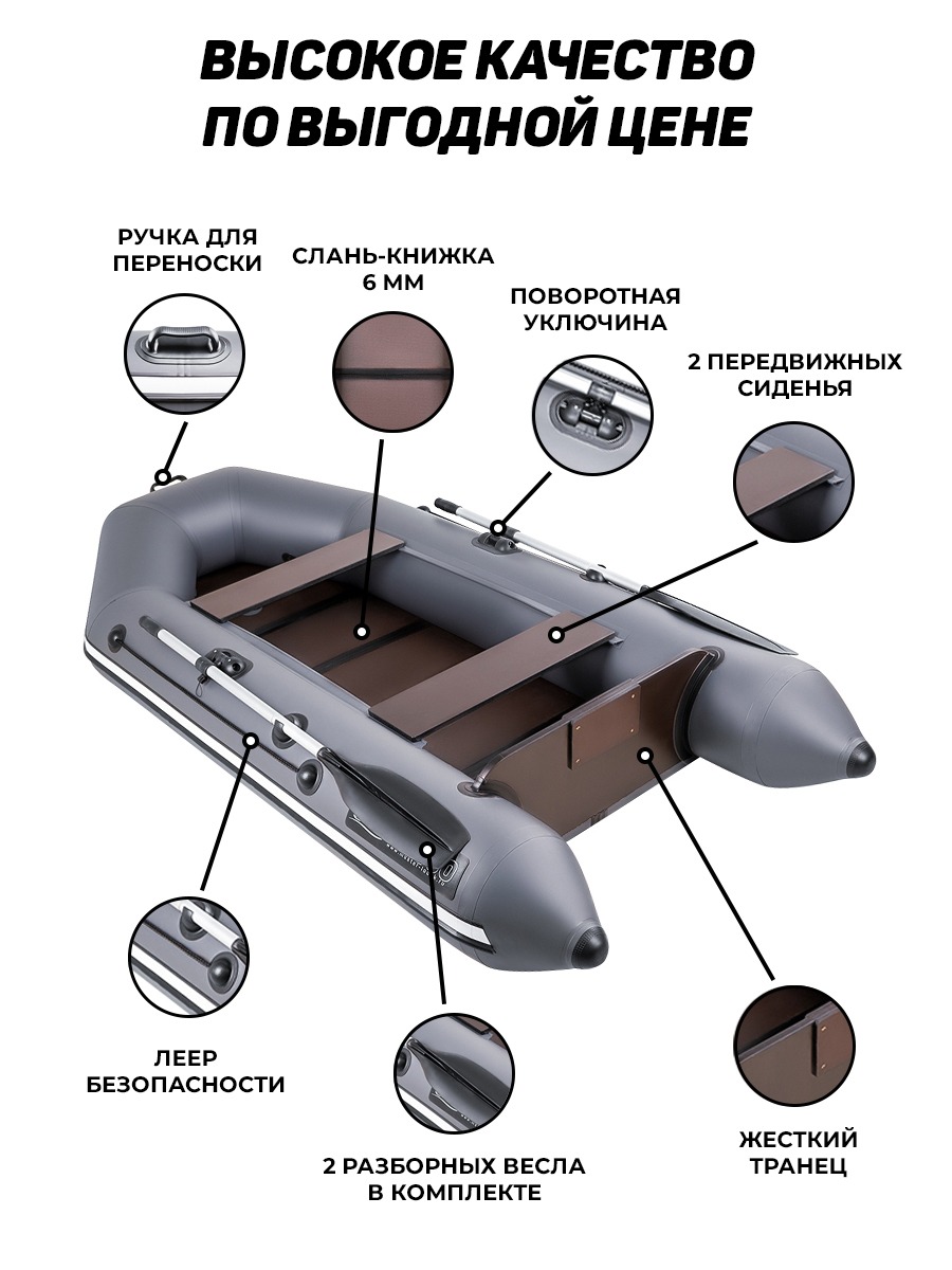 Лодка ПВХ Аква 2800 слань-книжка киль под мотор