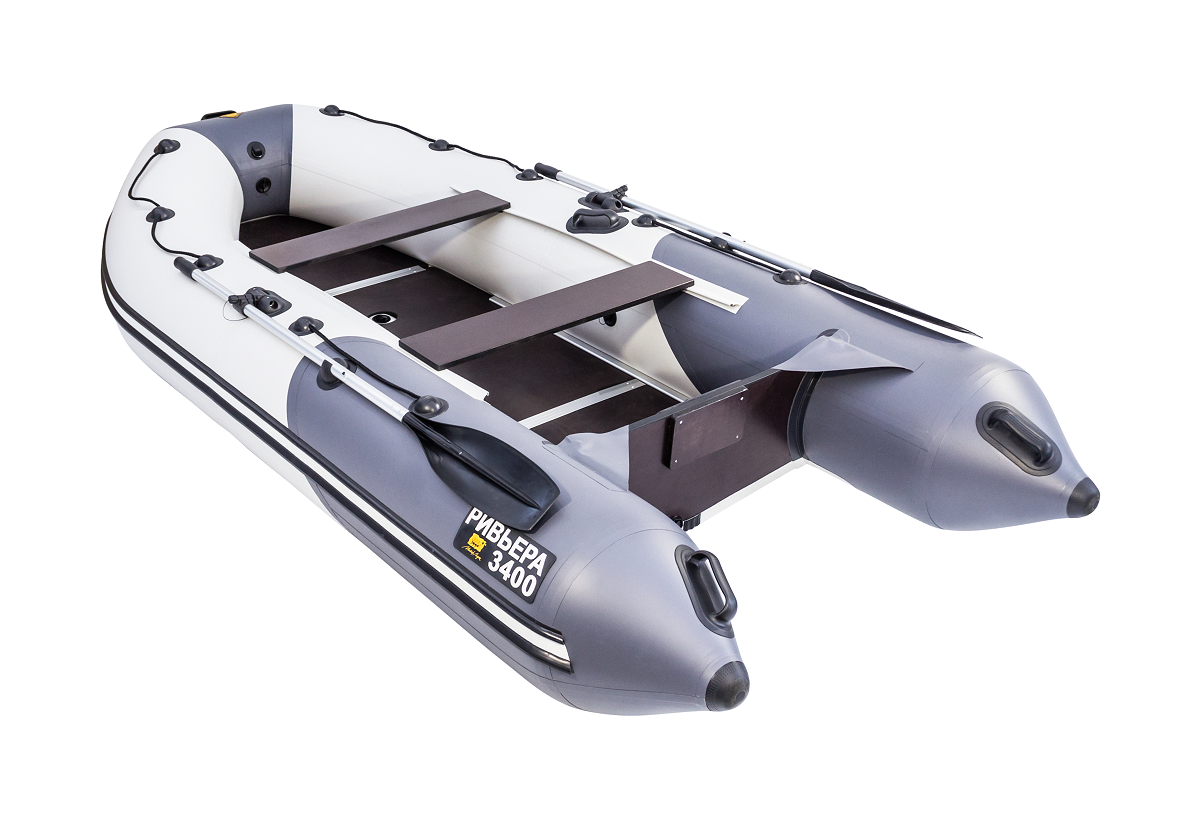 Ривьера 3400 СК Компакт серый-графит + KAMISU T 5 BMS (комплект лодка + мотор) - вид 1 миниатюра