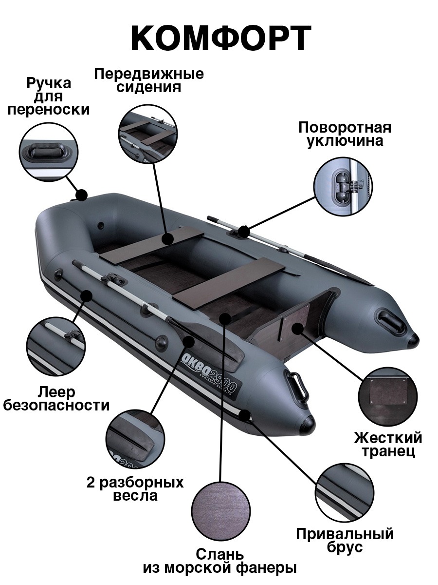 Аква-2900 СКК ГРАФИТ слань-книжка киль (лодка ПВХ под мотор) - вид 3 миниатюра