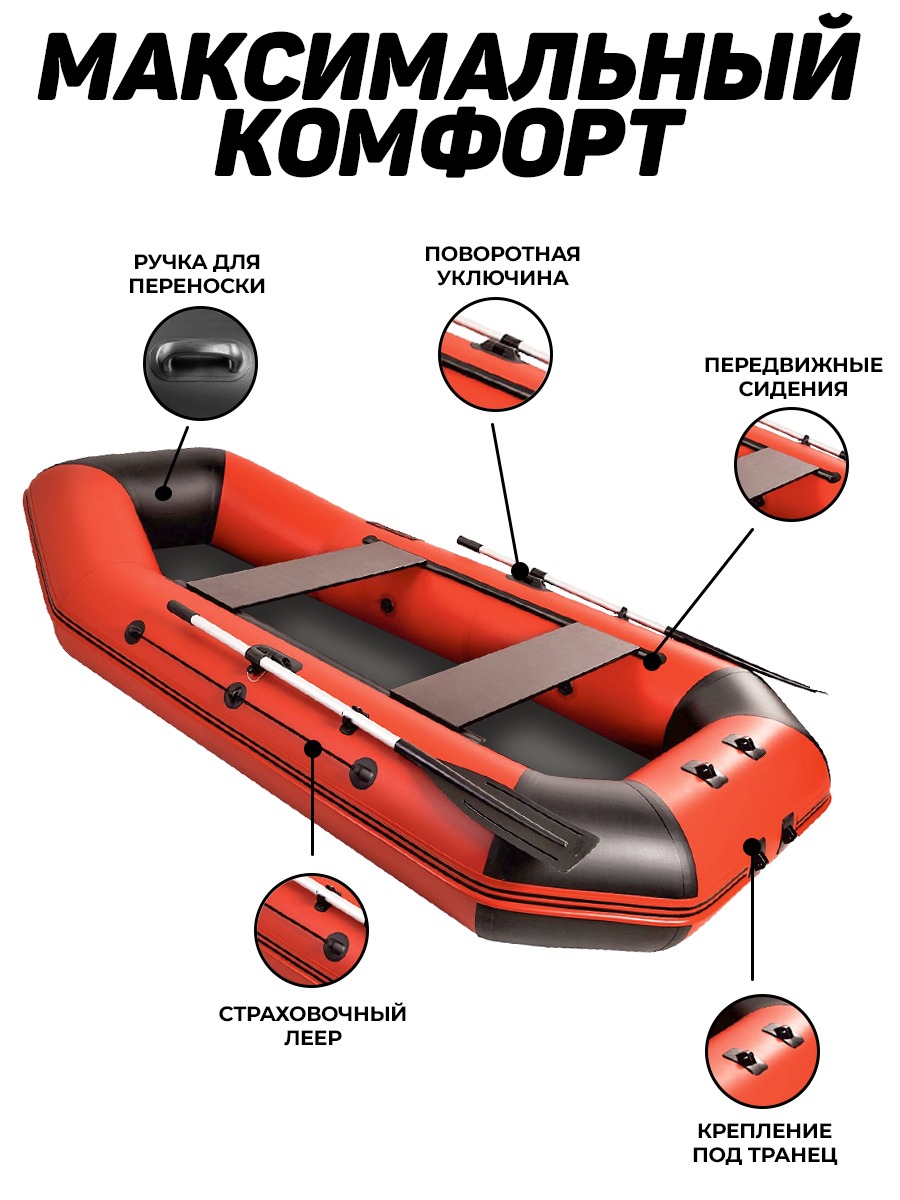 Броня-300 М красный-черный (лодка ПВХ с усилением) - купить у официального  дилера в Москве по цене 25 950 р. с доставкой