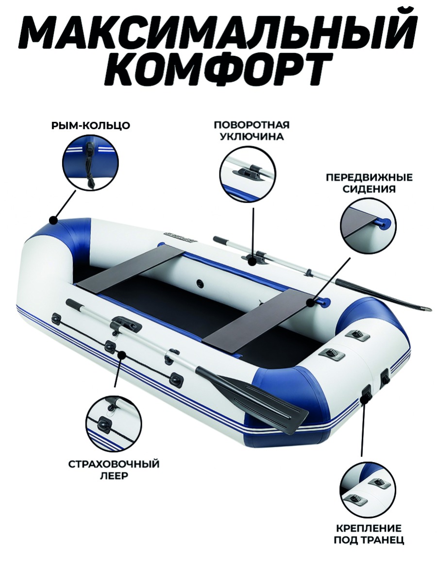 Броня-260 M белый-синий (лодка ПВХ с усилением) - купить у официального  дилера в Ялте по цене 18 450 р. с доставкой: характеристики, отзывы, видео