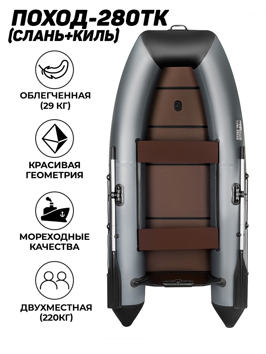 Поход-280TК слань+киль серый (лодка ПВХ под мотор) - купить в Москве за 28  900 р. с доставкой от официального дилера Lodki-Lodki.ru