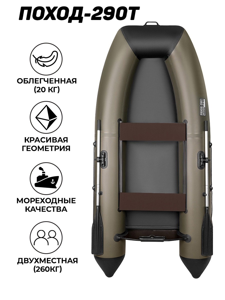 Поход-290T хаки (лодка ПВХ под мотор) - купить в Орске за 22 500 р. с  доставкой от официального дилера Lodki-Lodki.ru