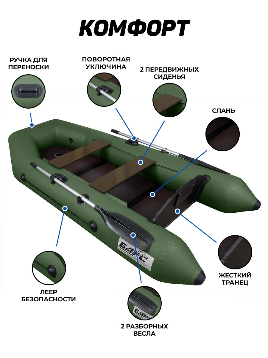 Барс-2800 СКК слань+киль зеленый (лодка ПВХ под мотор) - купить в  Альметьевске за 24 930 р. с доставкой от официального дилера Lodki-Lodki.ru