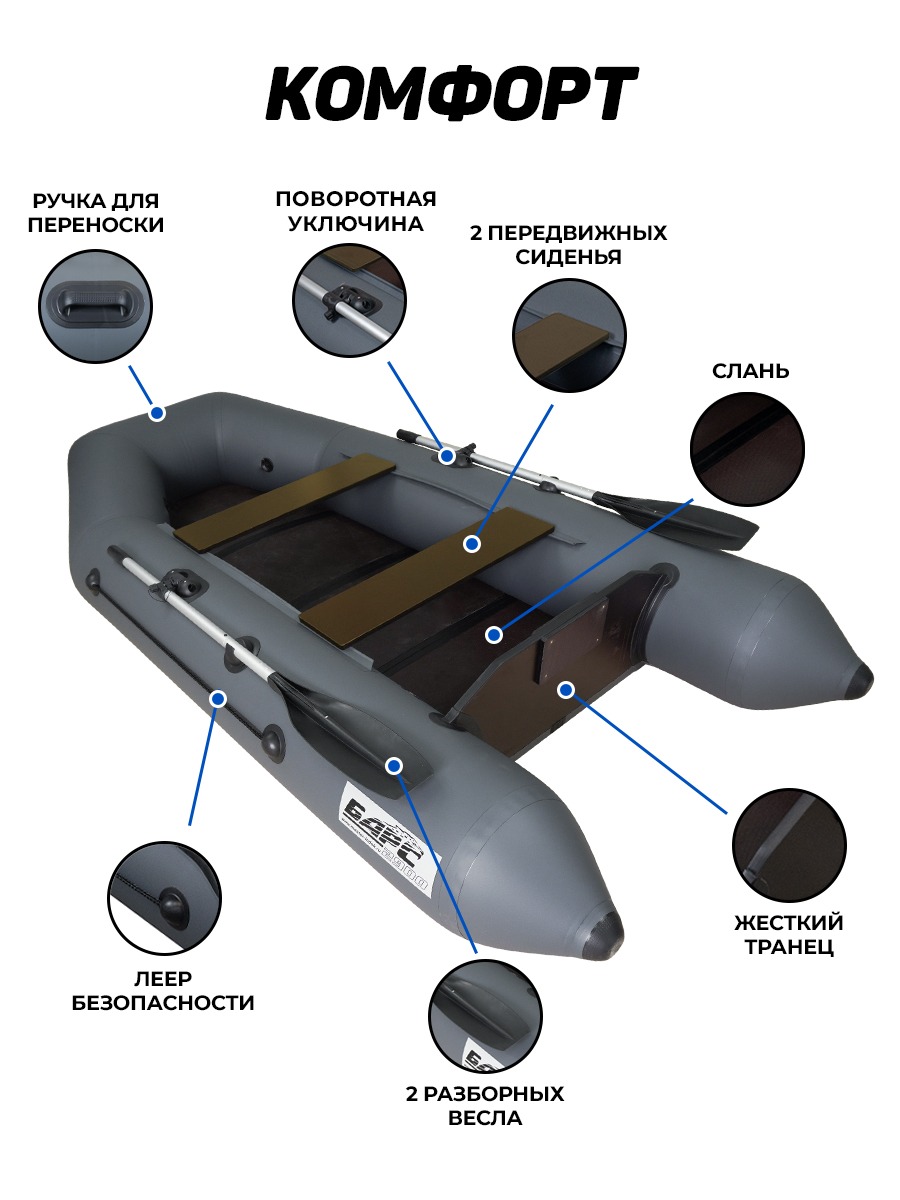 Барс-2900 СКК слань+киль графит (лодка ПВХ под мотор) - купить в Перми за  29 080 р. с доставкой от официального дилера Lodki-Lodki.ru