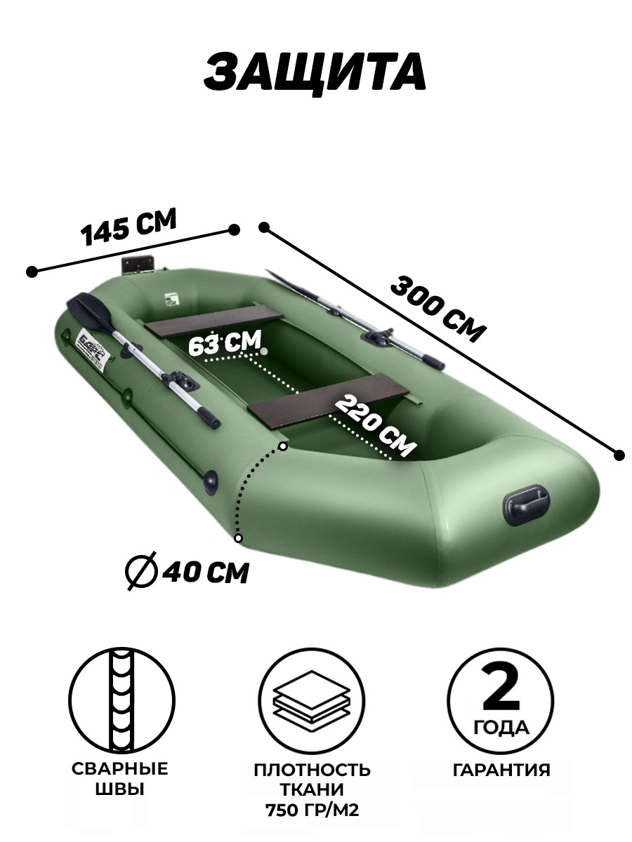 Барс-300 ТР зеленый (лодка ПВХ) - купить в Москве за 20 670 р. с доставкой  от официального дилера Lodki-Lodki.ru