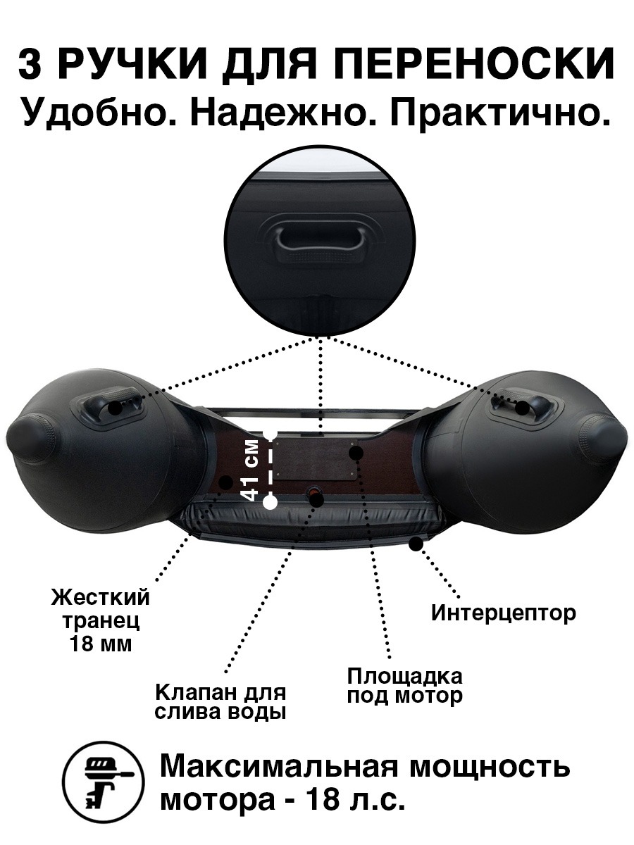 Ривьера-3600 НДНД Компакт светло-серый-графит (лодка ПВХ под мотор) - вид 7 миниатюра