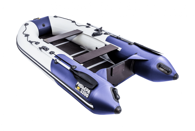 Ривьера 3200 СК серый/синий (лодка ПВХ под мотор) - вид 1 миниатюра