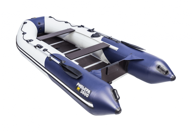 Ривьера 3600 СК Компакт серый/синий (лодка ПВХ под мотор) - вид 1 миниатюра