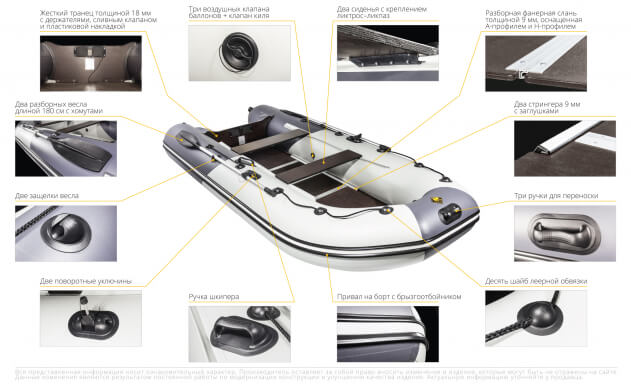 Ривьера 3600 СК Компакт серый/синий (лодка ПВХ под мотор) - вид 15 миниатюра