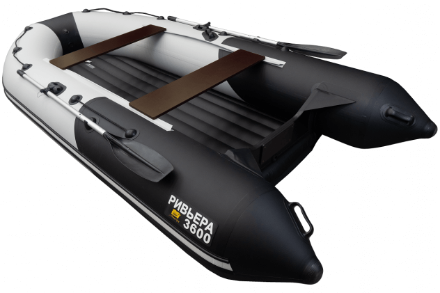 Ривьера-3600 НДНД Компакт серый-черный (лодка ПВХ под мотор)